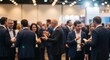 © N7 - Networking Event Blur — Defocused crowd of professionals exchanging contacts at a conference.