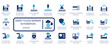 © FlatCore Studio - Smart Flood Barrier Automation vector icon set, IoT, real-time tracking, flood sensor, and climate monitoring. Perfect for smart city