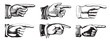 © alvaroc - Pointing hands engraving style vector set. Pointing symbols.