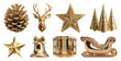© Rawpixel.com - PNG Elegant golden Christmas decorations collection, element set on transparent background