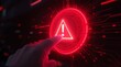 © CuteBee - Red alert warning sign cybersecurity risk finger pressing button system failure error message notification