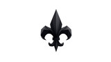 Black fleur de lis symbol with geometric polygonal design, isolated on transparent background, elegant and classic style, suitable for decoration, emblem, or logo use