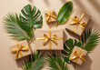 © MuhammadYunusArdian - Eco-friendly tropical style Christmas gift flat lay, combining natural and elegant aesthetics.