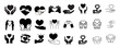 © Nurul - Icon Design, silhouette and line icon pack - Collection of diverse hand drawn heart icons representing care love and support isolated on transparent background