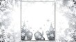 © khaiart - Elegant Silver and White Winter Holiday Background with Christmas Ornaments Trees and Snowflakes
