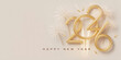 © FATNA - Elegant golden 2026 New Year design featuring fireworks and confetti perfect for festive greeting cards and holiday promotions