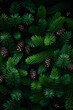© linda_vostrovska - Fir branches and cones green needle abstract background Christmas texture. Vertical composition.