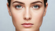 © IPX - Close-up face portrait with perfect even lighting, neutral expression, clean backdrop