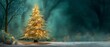 © Auraclicks - Serene Christmas Scene with Decorated Tree in a Winter Landscape, perfect for holiday greeting cards and seasonal backgrounds with cinematic lighting