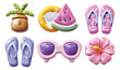 © vectorizer88 - Colorful Vacation Essentials in 3D with Glossy Finish and Inflated Style