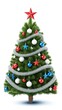© RunFa - Festive Decorated Christmas Tree with Red White and Blue Ornaments and Sparkling Tinsel for Holiday Celebrations and Seasonal Decorations