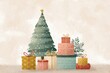 © Anan - Magical Christmas Tree with Colorful Decorations and Gifts in a Winter Wonderland Celebration Background