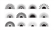 © ARIF ABSAR APON - Minimal and geometric sunburst silhouette collection showcasing multiple sunrise shapes for creative graphics