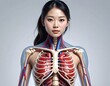 © Gan - Anatomical illustration of a woman, showing skeletal and circulatory systems