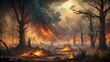 © Pitipat - A raging inferno consumes a parched forest, fueled by dry underbrush and twisted trees