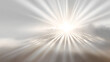 © suldev - Realistic glowing white sunlight with radiant beams and sunrays, soft sunrise illumination effect on white background.