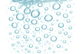 Rising water bubbles and carbonated fizz in clear liquid, soda drink texture on transparent background
