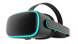 © Hugo - Modern black VR headset with blue accents isolated PNG, virtual reality glasses for gaming and immersive experiences on transparent background