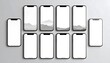 © ridwan - Array of Modern Smartphone Devices with Mountain Landscape Wallpapers on White Surface