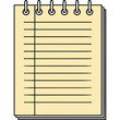 © kencana - Simple Yellow Lined Notepad With Spiral Binding Showing Blank Pages With Horizontal Lines And Vertical Margin For Note Taking And Writing On A Black Background