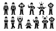 © imran - Diverse emotions & poses Line art of a worker in safety gear showing various expressions and actions