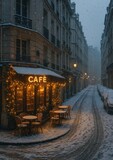 Cozy winter evening street