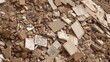 © suyu - High-angle full-frame view of demolition rubble with broken tile, debris, ceramic, construction waste and fragments showing damage, rough material texture, destruction, renovation and cleanup concepts