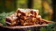© fivan - Cinnamon-apple French toast bites on deep forest background, right copy space