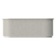 © changnam37 - Modern white reception desk with vertical ribbed paneling and curved design
