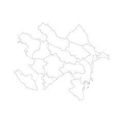  Azerbaijan map with province area outline boundaries lines vector design art on white background