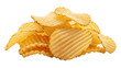 © PICSPRO - Pile of golden rippled potato chips isolated PNG on transparent background, crispy snack food for party and picnic