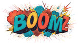 Comic book style boom explosion word art isolated on transparent background