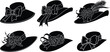© VectoInfinity  - Elegant collection of six vintage style wide brim sun hats featuring beautiful bows and floral embellishments for fashion design
