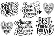 © vector by martin - best friend forever handwritten quote with heart symbol, friendship typography design for greeting cards, posters, stickers, and social media
