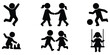 © creatix - Children activity icon set, Kids play symbol pack, Child movement silhouette collection
