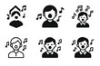 © Марія Томилович - School Singing Logos. Singing for musical productions in schools. Icon set. Set Logo of singing for musical productions in schools: Student with music notes