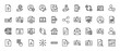 © PixeloAI - Finance and business line icon set. Vector pictograms of document, user, security, money, transfer, and settings, thin outline illustration.