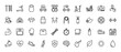 © PixeloAI - Fitness and healthy lifestyle line icon set. Vector pictograms of gym equipment, sport training, and health care symbols, thin outline illustration.