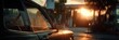 © Dewi - Vintage car awaits at a sun-drenched gas station during golden hour