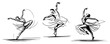 © Luka - Set of dynamic ballet dancers in motion hand drawn vector sketch illustration