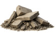 © PNG Kingdom  - Pile of broken concrete slabs and rubble, remnants of demolition and construction waste, transparent background