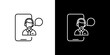 © Tifany - Customer support icon with smartphone and headset user on black and white background