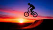 © SOFIA ELISABET  - Bmx bike rider silhouette sunset sky jump extreme sport bicycle stunt action adventure freedom lifestyle recreation challenge skill performance competition training exercise fitness