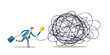 © Satyajit - Businessman with key unraveling a tangled mess problem solving concept