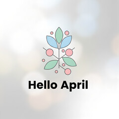  Hello April greeting design with floral spring concept