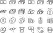 © ようよう - ドル通貨のお金の黒の線画アイコンセット