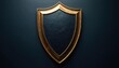 © Maryna - Elegant golden shield with black textured surface isolated on dark background. Symbol represents protection, security, prestige. Versatile graphic element for various design needs. Use emblem for