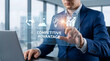 © Background - competitive advantage concept with digital business strategy interface