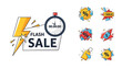 © Muttaqin - Modern vector collection of flash sale labels and discount percentage stickers for retail marketing and advertising
