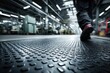 © isz - Person walking on textured industrial rubber floor in factory